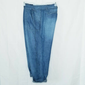 Jessica Simpson Womens Blue Avenia Chambray Draped Front Cropped Cuffed Pants 31