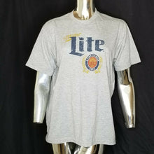 Load image into Gallery viewer, Heather Gray Miller Lite Beer Logo Short Sleeve Thin T-Shirt L pilsner