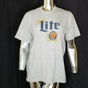 Heather Gray Miller Lite Beer Logo Short Sleeve Thin T-Shirt L pilsner