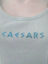 Load image into Gallery viewer, Caesars Palace Casino Womens Rhinestone Aquamarine Crop Top Small