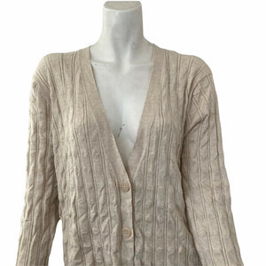 Joseph A Sweater Long Cardigan Oatmeal Heather Beige Womens Size Large