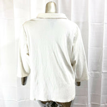 Load image into Gallery viewer, Denim &amp; Co. Women&#39;s White Quarter Sleeve White Casual Top Size Large