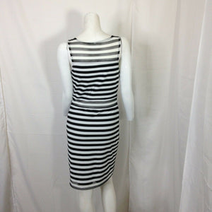 Womens Black and White Striped Dress Medium