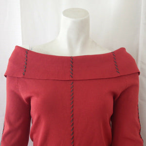 Studio G Women's Rust Colored Red Orange Off Shoulder Sweater Small