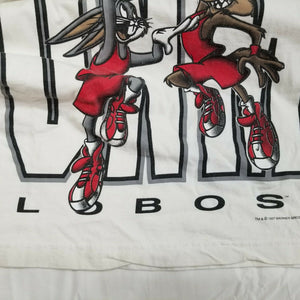 Vintage 90s Bugs Bunny Wile E Coyote UNM Basketball Lobos Tank Top new mexico M