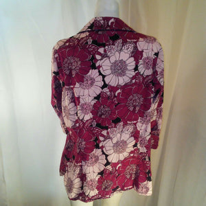 East Fifth Womens Plus Size Fuchsia Floral button Down Blouse 1X