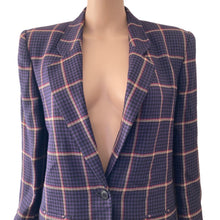 Load image into Gallery viewer, Kiss Rock Band Paul Stanley Blazer Womens 4 Plaid Multicolor One Button