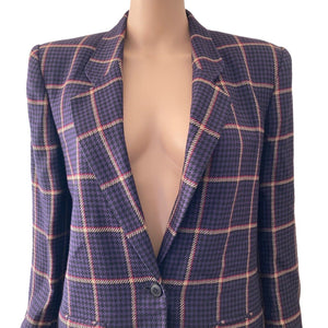 Kiss Rock Band Paul Stanley Blazer Womens 4 Plaid Multicolor One Button