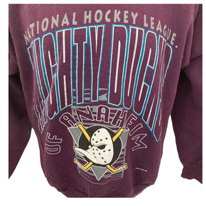 Vintage 1993 Mighty Ducks NHL Artex Sweatshirt Purple Size L 90s vtg hockey