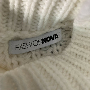 Fashion Nova Sweater Cable Knit Turtleneck White Medium