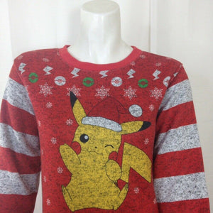 Pokemon Youth Girls Boys  Red Yellow Pikachu Pullover Sweater Shirt Size Medium