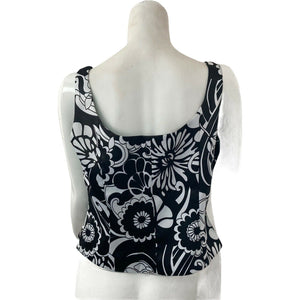 Sandra Darren Womens Black and White Floral Sleeveless Top 8P