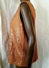 Load image into Gallery viewer, Robertson Womens Mocha Brown Bronze Sequin Ribbed Tank Top Plus Size 1X