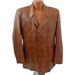 Vintage 80s Leather Jacket Brown Cabretta Leather by Grais size 42 Regular