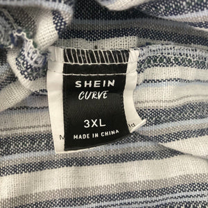 Shein Curve Shorts Womens 3XL Striped Blue White Paperbag Waist