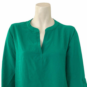 Gibson Blouse Green Jolly Pullover Womens Petite Small