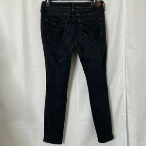 Hollister Classic Stretch High Rise Crop Super Skinny Distress Black Jeans 28x26