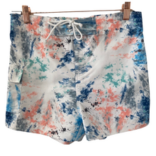 Load image into Gallery viewer, Swim Trunks Board Shorts Tie Dye Multicolored Small White blue paint splatter