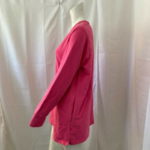 Quacker Factory Womens Pink Rhinestone Neckline Shirt Size Small