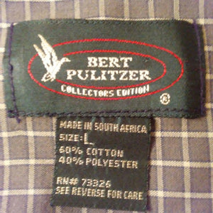 Burt Pulitzer Collectors Edition Mens Dark Green White Striped Casual Shirt L