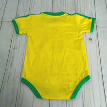 Load image into Gallery viewer, Brasil Yellow and Green Baby One Piece Soccer Body Suit 24 months