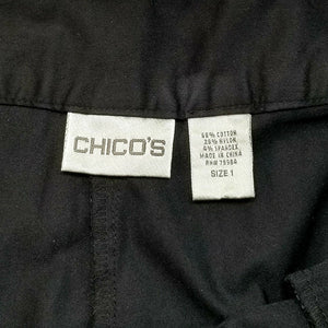 Chico's Pants Womens Black High-Rise Straight Leg Wide Cuff Cropped Pants 1