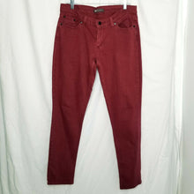 Load image into Gallery viewer, Levi&#39;s 524 Too Superlow Jeans Womens Burgundy Red Stretch Tapered Leg 13M