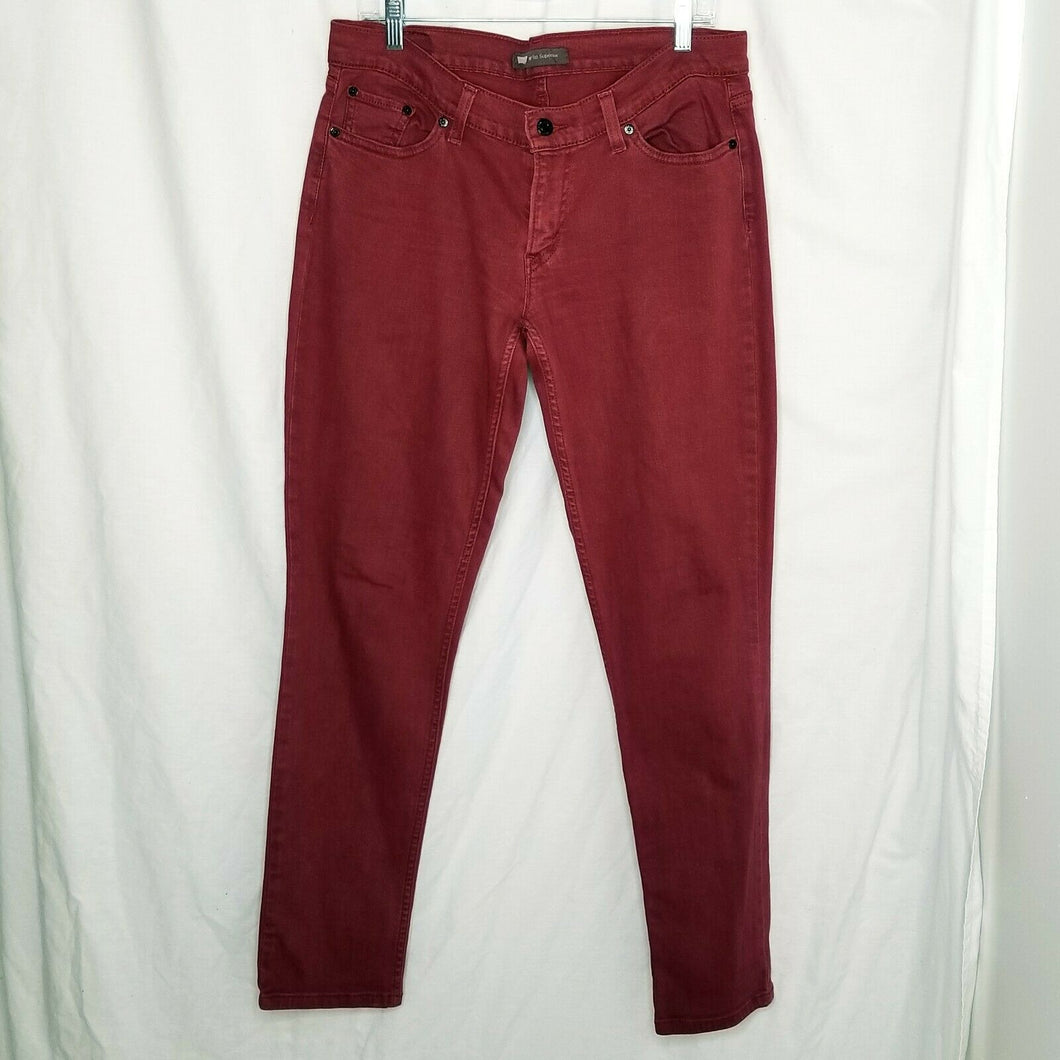 Levi's 524 Too Superlow Jeans Womens Burgundy Red Stretch Tapered Leg 13M