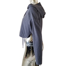 Load image into Gallery viewer, BP. Womens Charcoal Gray Long Sleeve Rib-Knit Crop Hoodie Sweatshirt Small NEW
