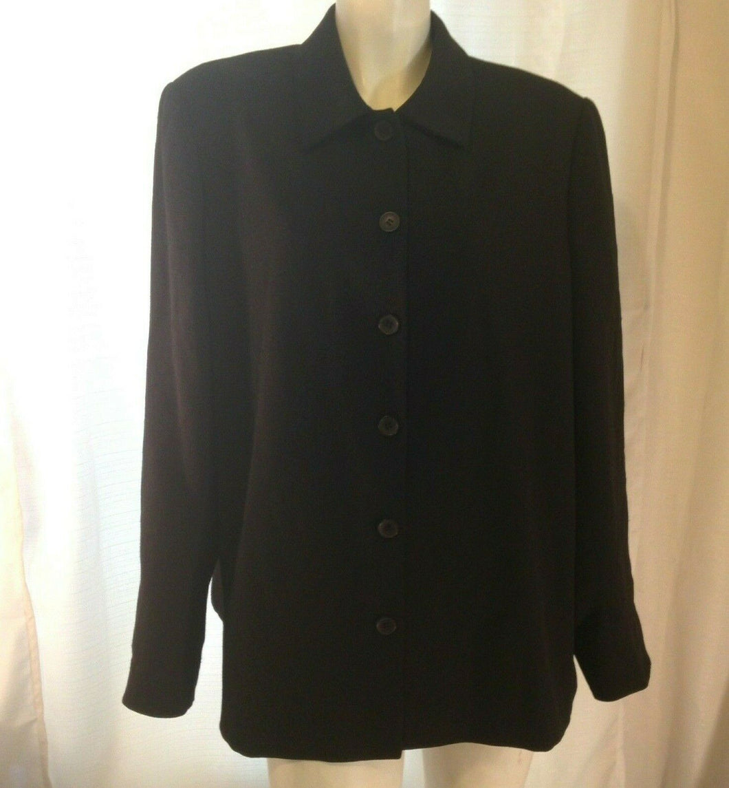 Charter Club Womens Black Plus Sized Button Front Blazer Size 14W