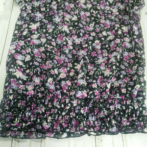 Maurices Womens Purple and Black Floral Blouse Medium