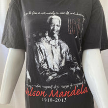 Load image into Gallery viewer, Nelson Mandela Unisex Black and White Short Sleeve Tshirt Size Medium Large