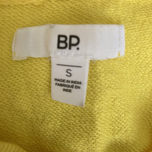 BP Sweatshirt Womens Small Yellow Be Kind Embroidered Spellout Stretch