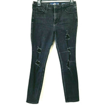 Load image into Gallery viewer, Hollister Classic Stretch High Rise Crop Super Skinny Distress Black Jeans 28x26