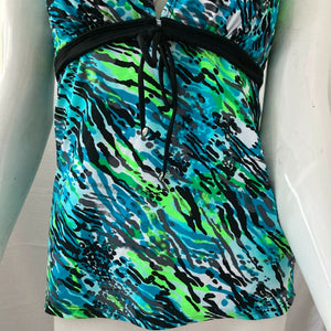 Womens Multi Colored Tankini Top Size Medium Swim Top