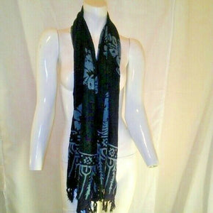 Hibiscus Collection Womens Black Floral Scarf