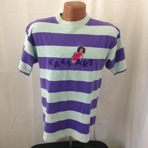 Caesars Palace Cleopatra Purple Blue Striped Vintage 80s Shirt Small Medium