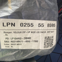 Load image into Gallery viewer, Fabletics Jumpsuit Womens Large Velour Wide Leg Navy Blue Zip Front New