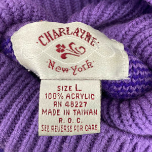 Vintage 80s Charlayne NY Womens Purple Turtle Neck Sweater Large