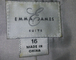 Emma James Suits Womens Plus Sized Gray Pinstriped Suit Jacket Size 16