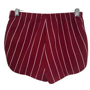 Shein Dolphin Shorts Burgundy and White Pinstripes Womens Size Medium Midrise