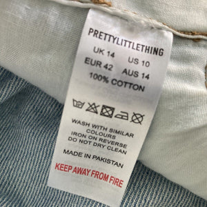 Pretty Little Thing Shorts Paper Bag Waist Denim Womens Size 10