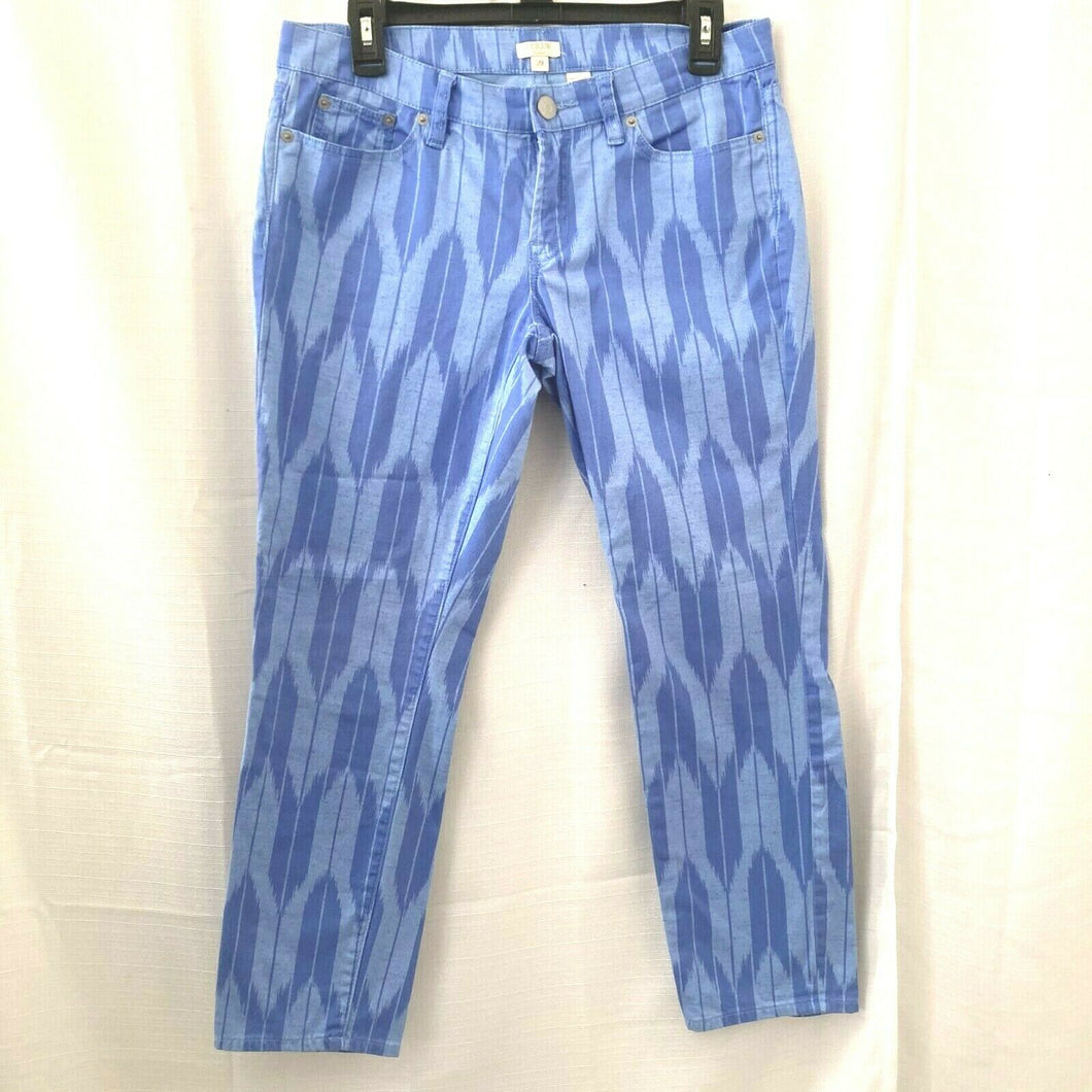 J Crew Factory Stretch Womens Blue Diamond Printed Jeans Size 29 Style a2530