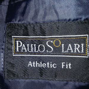 Paulo So Lari Mens Black 100% Wool Double Breasted Athletic Fit Sports Coat