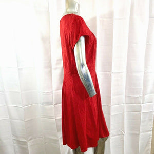 Sandra Darren Womens Plus Size Red Pattern Dress Size 16