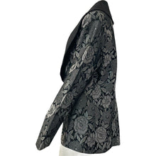 Load image into Gallery viewer, Vintage Michael Marcello Blazer Women’s Floral Lace Black Gray Large Formal