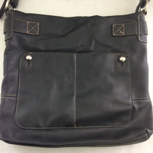 Emilie M Womens Black Faux Leather Shoulder Bag