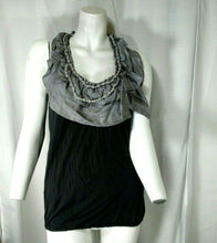 Load image into Gallery viewer, Deletta Womens Short Sleeve Black and Gray Top Size Small