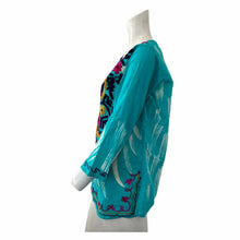 Load image into Gallery viewer, Royal Moda Blouse Embroidered Blue Womens Size 36 EUR Medium
