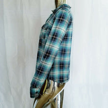 Load image into Gallery viewer, Eden &amp; Olivia Womens Blue Green Plaid Shirt Small